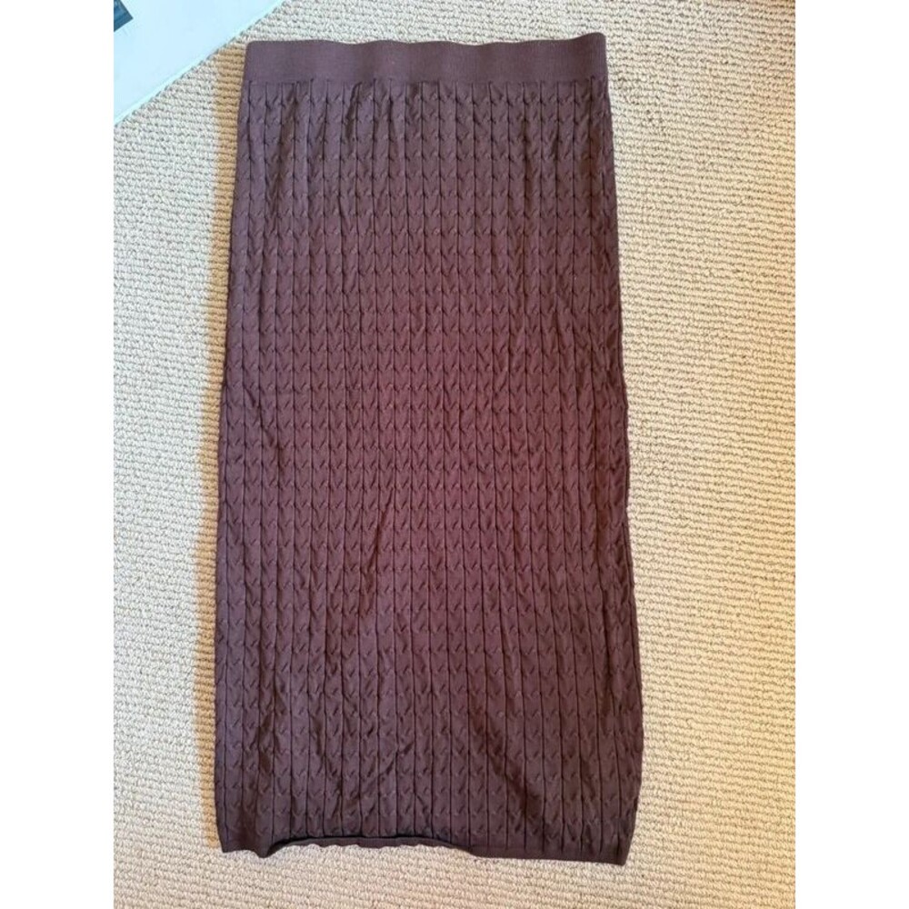 Joie Brown Cable Knit Midi Skirt with Back Slit